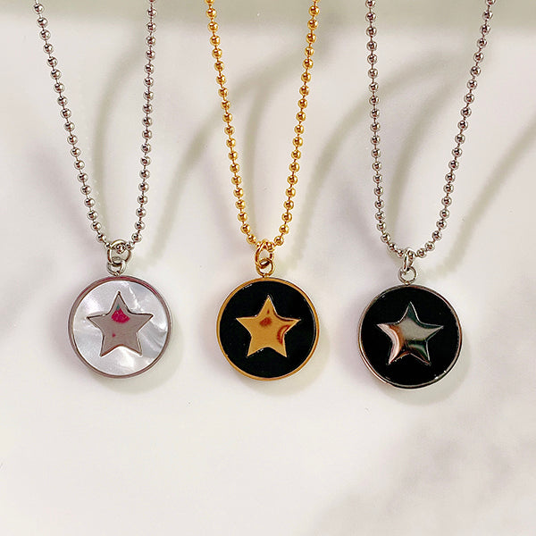 Stainless Steel Star Pendant Shell Necklace NB0055