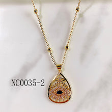 Load image into Gallery viewer, Stainless Steel Evil Eyes Pendant Zircon Necklace NC0035