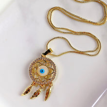 Load image into Gallery viewer, Stainless Steel Dreamcatcher Pendant Zircon Necklace NC0037