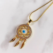 Load image into Gallery viewer, Stainless Steel Dreamcatcher Pendant Zircon Necklace NC0037