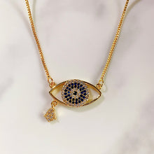 Load image into Gallery viewer, Stainless Steel Evil Eyes Pendant Zircon Necklace NC0038