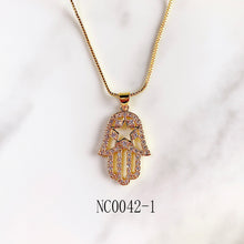 Load image into Gallery viewer, Stainless Steel Evil Eyes Pentastar Pendant Zircon Necklace NC0042