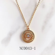 Load image into Gallery viewer, Stainless Steel Evil Eyes Pendant  Zircon Necklace NC0043