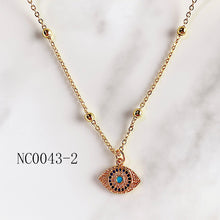 Load image into Gallery viewer, Stainless Steel Evil Eyes Pendant  Zircon Necklace NC0043