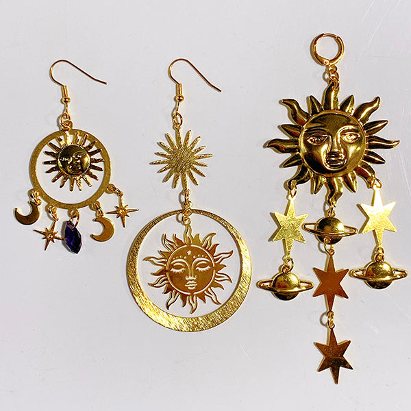 Alloy Sun Moon Star Amethyst Universe Earring EA0002