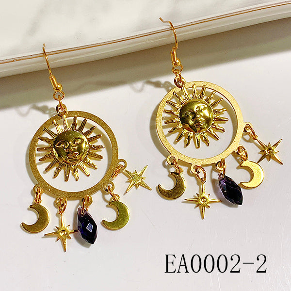 Alloy Sun Moon Star Amethyst Universe Earring EA0002