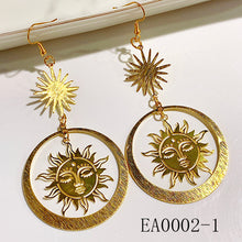 Load image into Gallery viewer, Alloy Sun Moon Star Amethyst Universe Earring EA0002