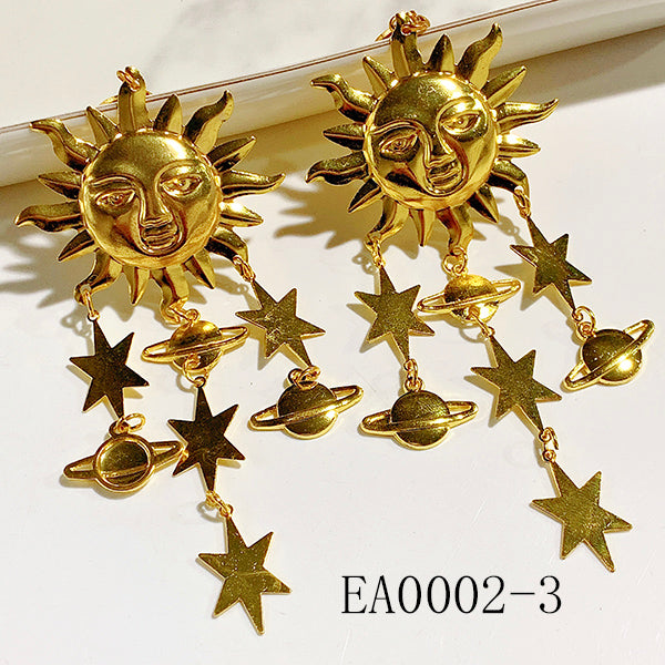 Alloy Sun Moon Star Amethyst Universe Earring EA0002