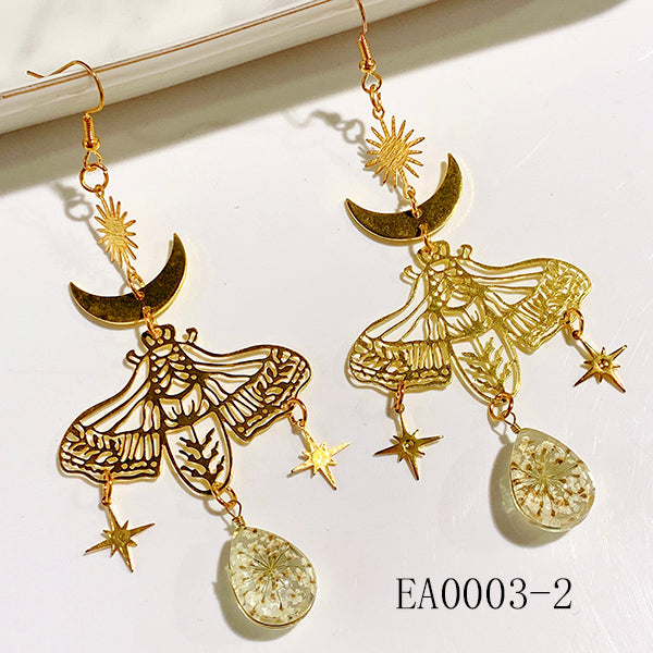 Alloy Pierced Mushroom Moth Butterfly Moon Earring EA0003