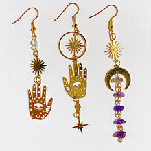 Load image into Gallery viewer, Alloy Evil Eyes Sun Star Amethyst Moon Earring EA0004