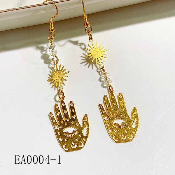 Alloy Evil Eyes Sun Star Amethyst Moon Earring EA0004