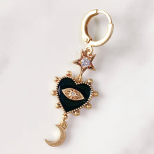 Load image into Gallery viewer, Stainless Steel Evil Eyes Enamel Heart Moon Zircon Earring EC0001