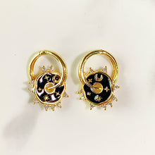 Load image into Gallery viewer, Alloy Moon Star Enamel Zircon Earring EC0004