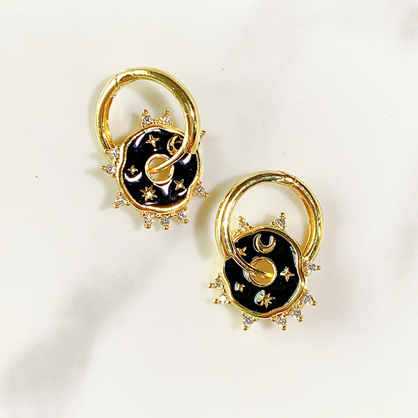 Alloy Moon Star Enamel Zircon Earring EC0004