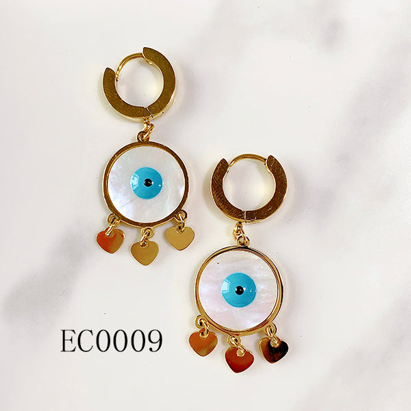 Stainless Steel Evil Eyes Shell Earring EC0008-10