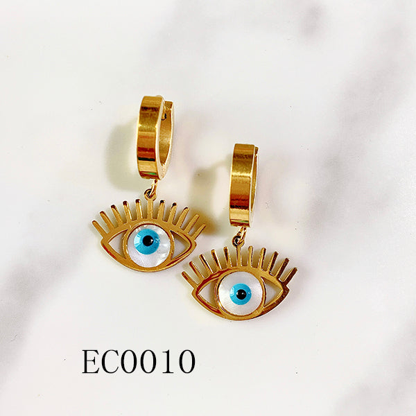 Stainless Steel Evil Eyes Shell Earring EC0008-10