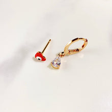 Load image into Gallery viewer, Alloy Evil Eyes Enamel Zircon Asymmetry Three Sets Of Earring EC0014