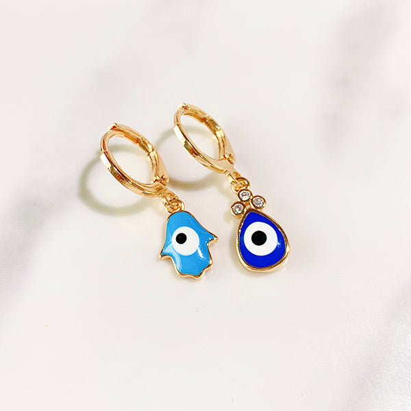 Alloy Evil Eyes Enamel Zircon Asymmetry Three Sets Of Earring EC0014