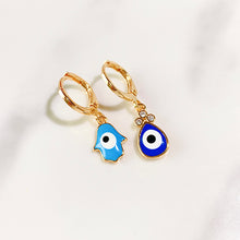 Load image into Gallery viewer, Alloy Evil Eyes Enamel Zircon Asymmetry Three Sets Of Earring EC0014