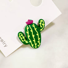 Load image into Gallery viewer, Resin Rabbit Cactus Asymmetry 925 Silver Earring EC0028