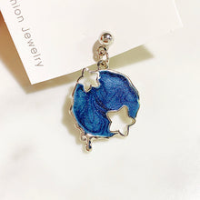 Load image into Gallery viewer, Alloy Pierced Star Enamel Asymmetry 925 Silver Earring EC0032