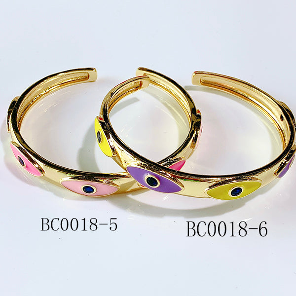 Stainless Steel Evil Eyes Enamel Zircon Adjustable Bracelet BC0018