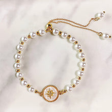 Load image into Gallery viewer, Stainless Steel Eight Star Shell Imitation Pearl Bracelet BC0020