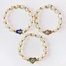 Load image into Gallery viewer, Evil Eyes Zircon Pearl Bracelet BC0022-24