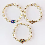 Evil Eyes Zircon Pearl Bracelet BC0022-24