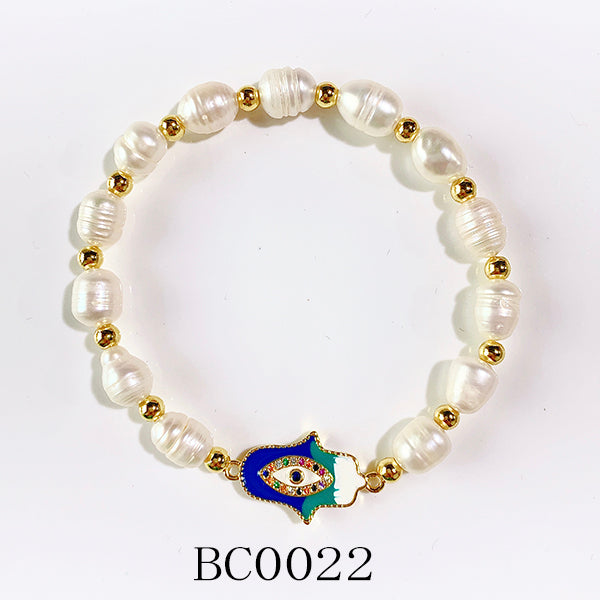 Evil Eyes Zircon Pearl Bracelet BC0022-24