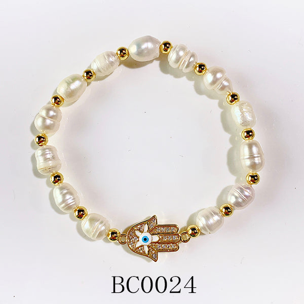 Evil Eyes Zircon Pearl Bracelet BC0022-24