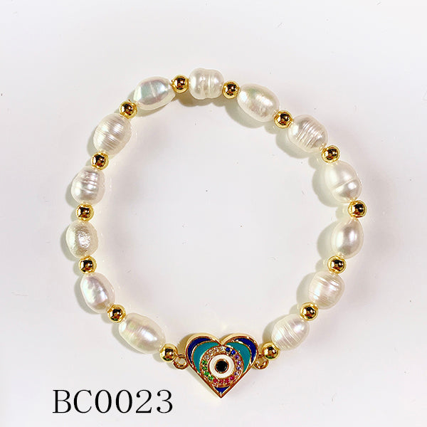 Evil Eyes Zircon Pearl Bracelet BC0022-24