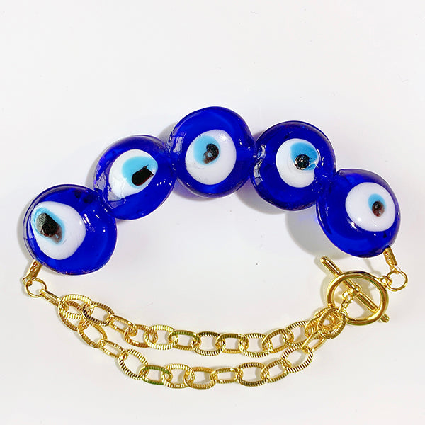 Stainless Steel Evil Eyes Coloured Glaze Bracelet BC0025