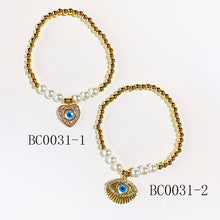 Load image into Gallery viewer, Stainless Steel Shell Evil Eyes Zircon  Bracelet BC0031