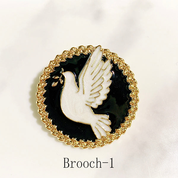 Alloy Enamel Pigeons Brooch 1-2