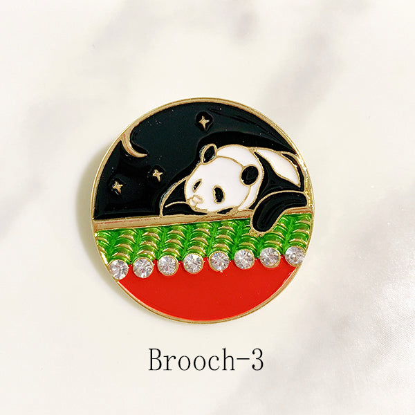 Alloy Enamel Panda Zircon Brooch 3-4