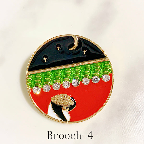 Alloy Enamel Panda Zircon Brooch 3-4