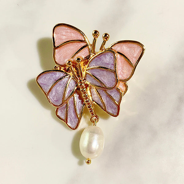 Alloy Butterfly Pearl  Enamel Brooch 6