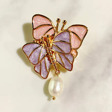 Load image into Gallery viewer, Alloy Butterfly Pearl  Enamel Brooch 6