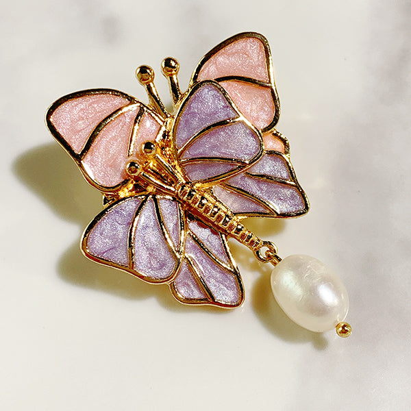 Alloy Butterfly Pearl  Enamel Brooch 6