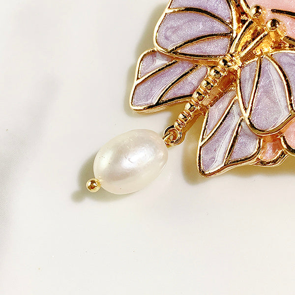 Alloy Butterfly Pearl  Enamel Brooch 6