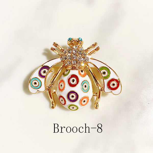 Alloy Evil Eyes Bee Enamel Zircon Brooch 7-8