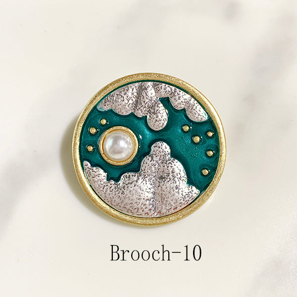 Van Gogh Deep Sky Open The Sun Cloud Enamel Alloy Brooch 9-10