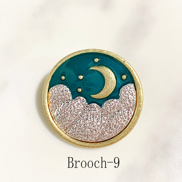 Van Gogh Deep Sky Open The Sun Cloud Enamel Alloy Brooch 9-10