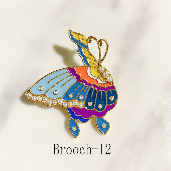 Butterfly Enamel  Imitation Pearl Alloy Brooch 11-12