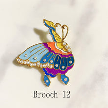 Load image into Gallery viewer, Butterfly Enamel  Imitation Pearl Alloy Brooch 11-12