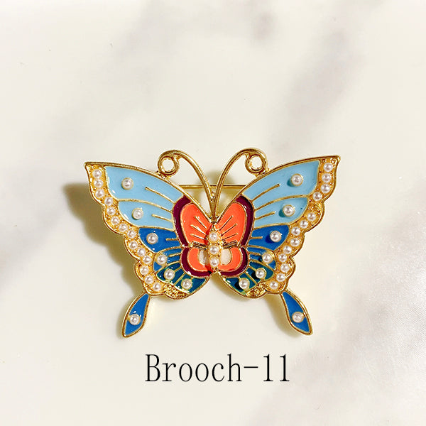 Butterfly Enamel  Imitation Pearl Alloy Brooch 11-12