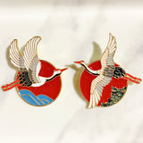 Crane Enamel Alloy Brooch13-14