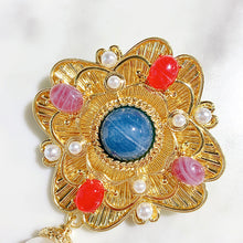 Load image into Gallery viewer, Baroque Pearl Hollow Colored Stone Alloy Brooch 17