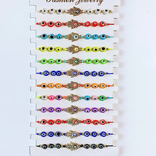 Load image into Gallery viewer, Hand Knitting Evil Eyes Hand Zircon  Bracelet (a set 12pcs) BD0015